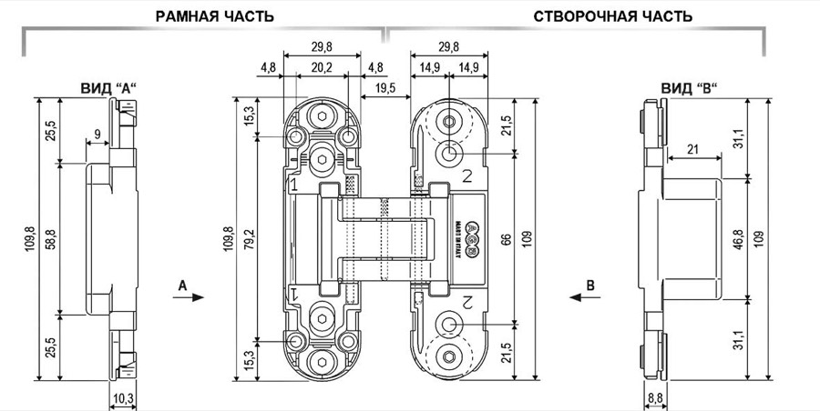 Петля скрытой установки AGB Eclipse 2.0
