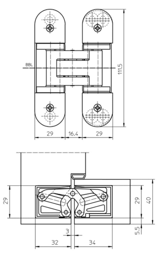 Петля скрытой установки SIMONSWERK TECTUS TE 303 3D