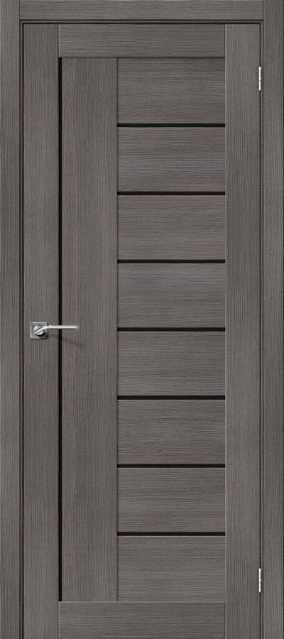 Дверь межкомнатная из эко шпона ElPorta Порта-29 черное стекло